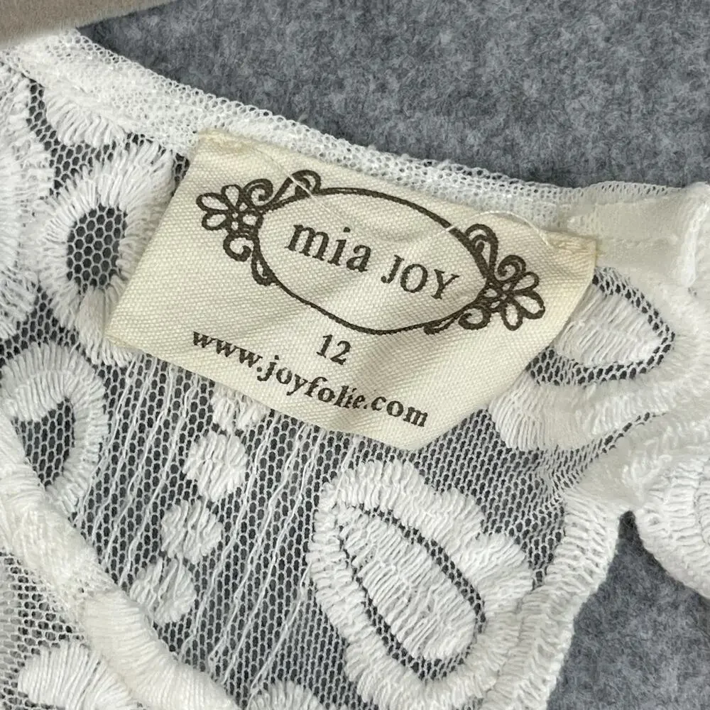 Mia Joy Dress Girls 12‎ Blue Plaid Lace Asymmetric Ruffle Cottage Boho Peasant